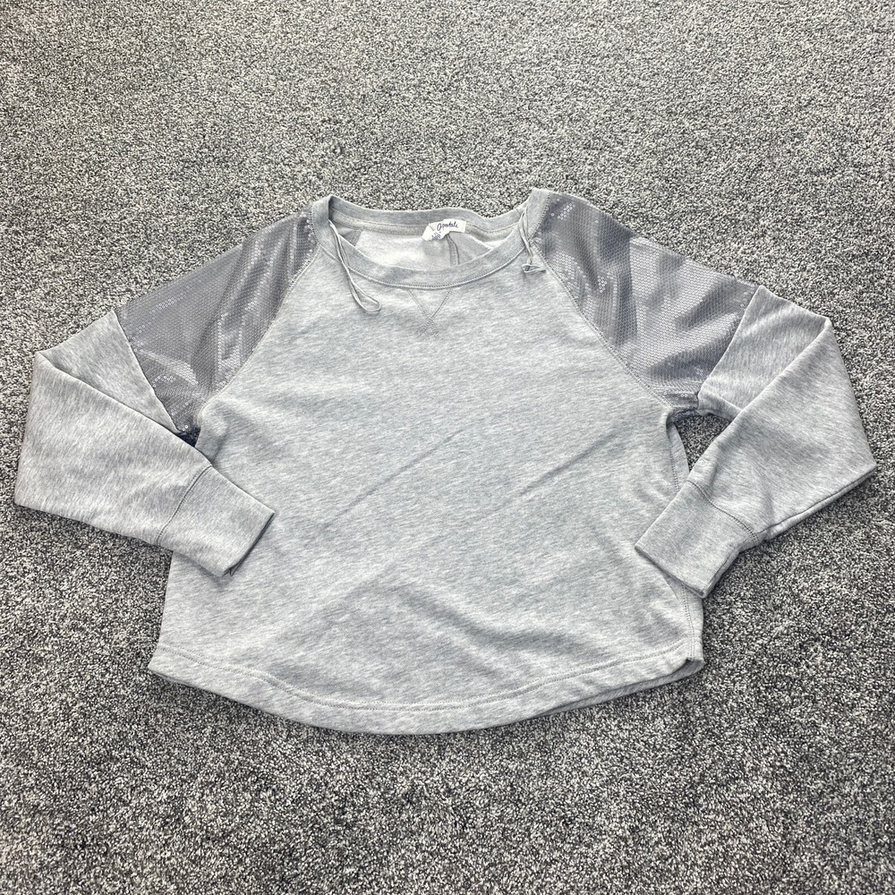 Aeropostale Sweater Womens Large Gray Sequin Pullover Crewneck Sweatshirt Preppy